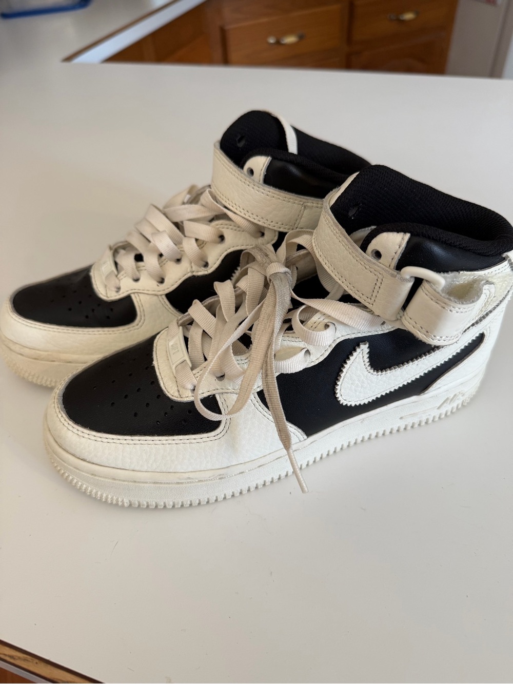 Nike Kids High-Top Sneakers in Black and White